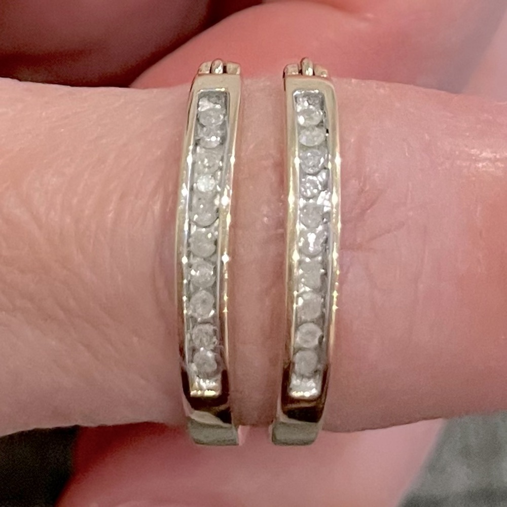 10K Diamond Hoop Earrings